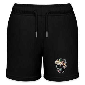 Menschlicher Schädel & Blumen 37 - Kinder Organic Joggingshorts Mini Bolter von Stanley/Stella - Schwarz - Vorne