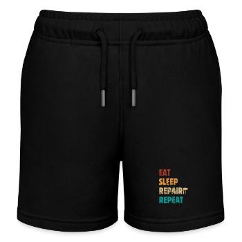 Eat Sleep Repair Repeat - Mechanic Saying - Kids Organic Sweat Shorts by Stanley/Stella - black - Front