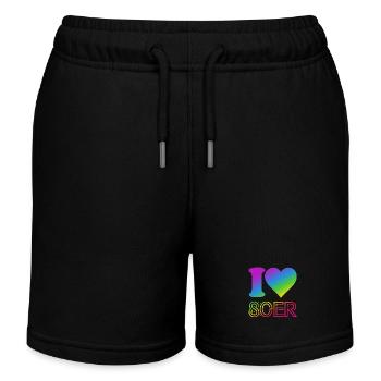 I Love 80er Jahre - bunter Regenbogen - Kostüm - Kinder Organic Joggingshorts Mini Bolter von Stanley/Stella - Schwarz - Vorne