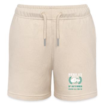 Father and Daughter Father's Day Gift Vintage Humor - Kids Organic Sweat Shorts by Stanley/Stella - soft Ecru - Front
