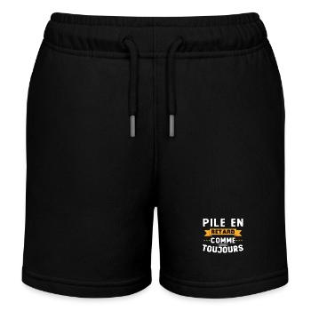 Battery late as always - Kids Organic Sweat Shorts by Stanley/Stella - black - Front