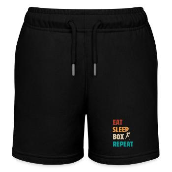 Eat Sleep Box Repeat - Boxer Kampfsport Spruch - Kinder Organic Joggingshorts Mini Bolter von Stanley/Stella - Schwarz - Vorne