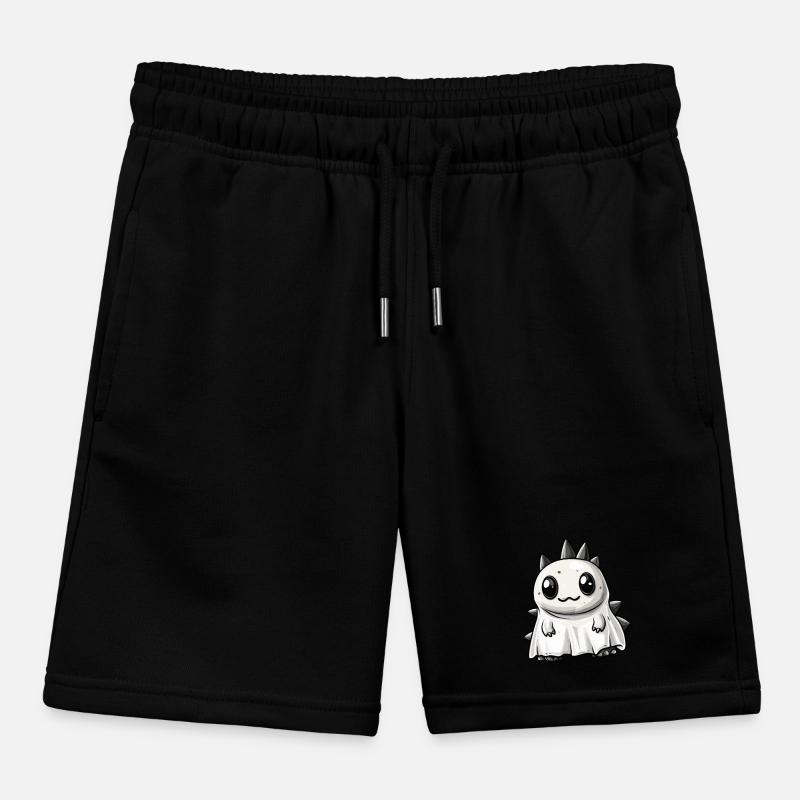 Dinosaur Stegosaurus Halloween Ghost Kids Organic Sweat Shorts by Stanley/Stella
