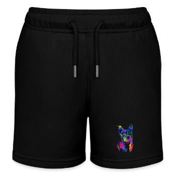 Französische Bulldogge I Der bunte Hund - Kinder Organic Joggingshorts Mini Bolter von Stanley/Stella - Schwarz - Vorne