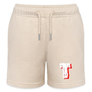 Carreaux blanc rouge t - Short de jogging enfant bio Stanley/Stella - écru doux - Devant