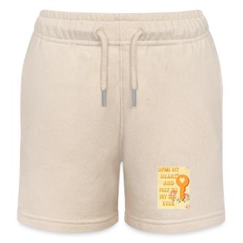 Öffne mein Herz und behalte den Schlüssel für immer - Kinder Organic Joggingshorts Mini Bolter von Stanley/Stella - Natur - Vorne