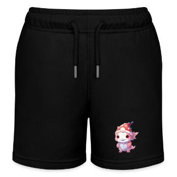 Christmas Miracle Axolotl: Laughter Under the Cap - Kids Organic Sweat Shorts by Stanley/Stella - black - Front