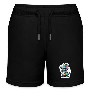 Karikatur-Dinosaurier - Kinder Organic Joggingshorts Mini Bolter von Stanley/Stella - Schwarz - Vorne