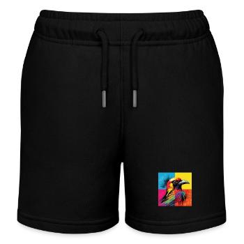 Vogelkunst: Pop-Art-Vogelgitter - Kinder Organic Joggingshorts Mini Bolter von Stanley/Stella - Schwarz - Vorne