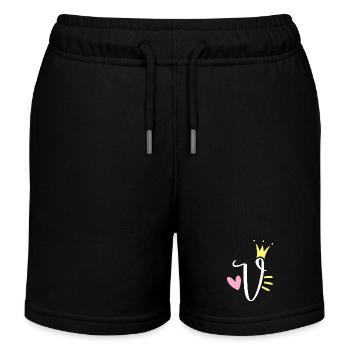 Buchstabe V Anfangsbuchstabe Krone - Kinder Organic Joggingshorts Mini Bolter von Stanley/Stella - Schwarz - Vorne