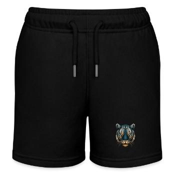 Captivant Op Art Tiger en bleu et ocre - Short de jogging enfant bio Stanley/Stella - noir - Devant