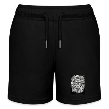[MB] "Wise Look" Pensive Monkey - Kids Organic Sweat Shorts by Stanley/Stella - black - Front