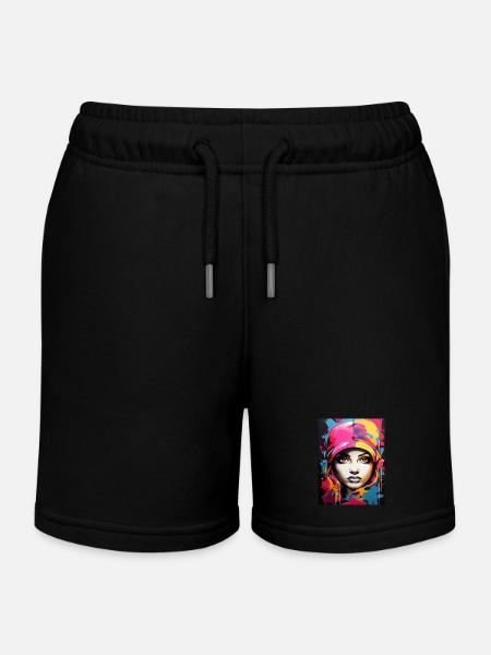 Graffiti-Stil2 - Kinder Organic Joggingshorts Mini Bolter von Stanley/Stella - Schwarz
