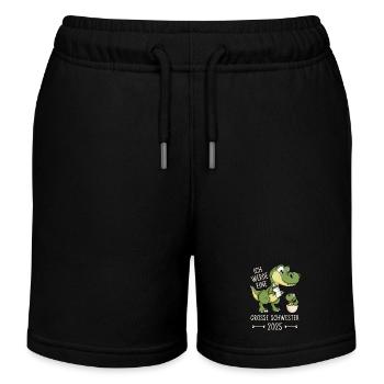 Dino Baby Ei Große Schwester 2025 Dinosaurier - Kinder Organic Joggingshorts Mini Bolter von Stanley/Stella - Schwarz - Vorne