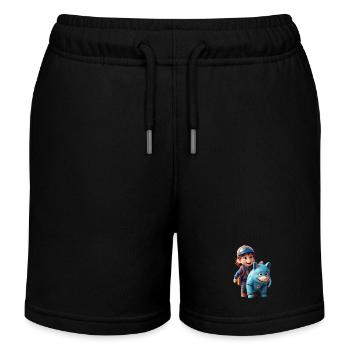 2 Extraordinary Adventure Friends - Kids Organic Sweat Shorts by Stanley/Stella - black - Front