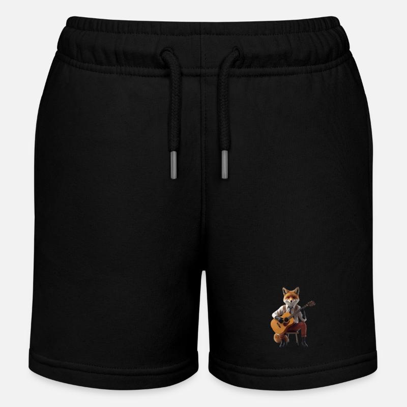 Fox guitar - Kids Organic Sweat Shorts by Stanley/Stella - black