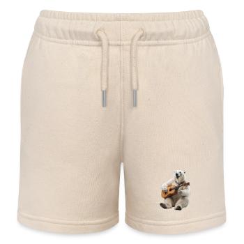 Weiße Polar Bear Gitarre - Kinder Organic Joggingshorts Mini Bolter von Stanley/Stella - Natur - Vorne