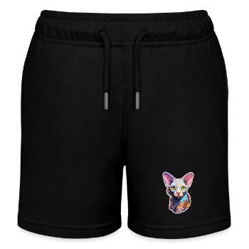 Tête de chat Sphynx - Short de jogging enfant bio Stanley/Stella - noir - Devant