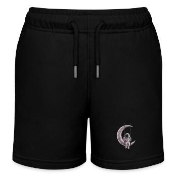 Astronaut On Moon Swing Space Adventure - Kids Organic Sweat Shorts by Stanley/Stella - black - Front