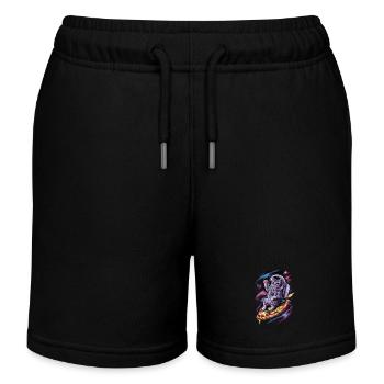 Cat Galaxy On Pizza Flight Space Adventure - Kids Organic Sweat Shorts by Stanley/Stella - black - Front