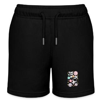 Two To The Moon 2nd Birthday Outer Space Kids - Kids Organic Sweat Shorts by Stanley/Stella - black - Front