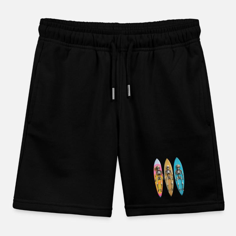 Surfing Skeletons: A Journey Beyond the Waves Kids Organic Sweat Shorts by Stanley/Stella