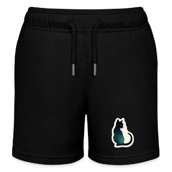 Silhouette de chat - Short de jogging enfant bio Stanley/Stella - noir - Devant