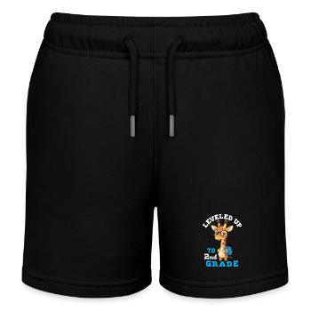 In die 2. Klasse hochgestuft – Lustige Giraffe - Kinder Organic Joggingshorts Mini Bolter von Stanley/Stella - Schwarz - Vorne