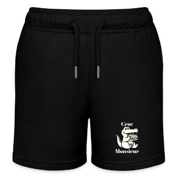 Croc Monsieur Croque Monsieur Fun Crocodile Français - Short de jogging enfant bio Stanley/Stella - noir - Devant