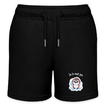 Ice to Meet You Penguin - Kids Organic Sweat Shorts by Stanley/Stella - black - Front