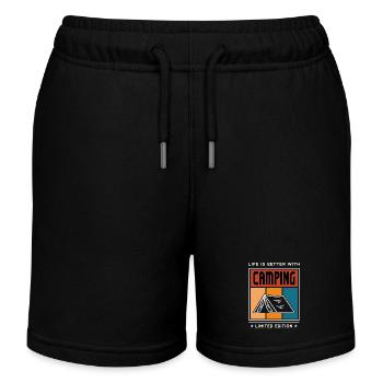 Camping - Kids Organic Sweat Shorts by Stanley/Stella - black - Front