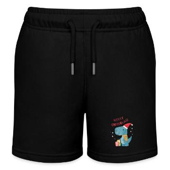 Christmas Dino - Kinder Organic Joggingshorts Mini Bolter von Stanley/Stella - Schwarz - Vorne