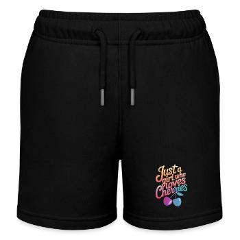 Cherries Cherries Fruits Food - Kids Organic Sweat Shorts by Stanley/Stella - black - Front