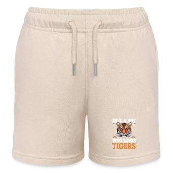 Tiger Animal Zoo Wild Animal - Kids Organic Sweat Shorts by Stanley/Stella - soft Ecru - Front