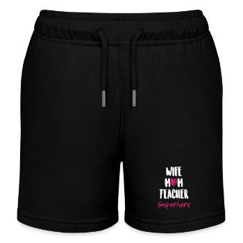 Wife Mom Teacher Superhero - Kinder Organic Joggingshorts Mini Bolter von Stanley/Stella - Schwarz - Vorne