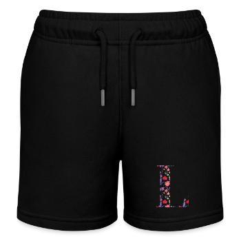 Personalisierter Blumenbuchstabe l - Geschenkidee - Kinder Organic Joggingshorts Mini Bolter von Stanley/Stella - Schwarz - Vorne