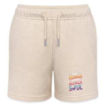 Alpaca Llama - Kids Organic Sweat Shorts by Stanley/Stella - soft Ecru - Front