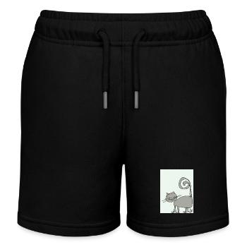 Schmusekatze - Kinder Organic Joggingshorts Mini Bolter von Stanley/Stella - Schwarz - Vorne