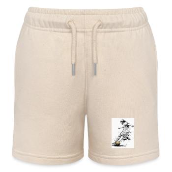 Dynamic Black And White Soccer Player Fussballer - Kinder Organic Joggingshorts Mini Bolter von Stanley/Stella - Natur - Vorne