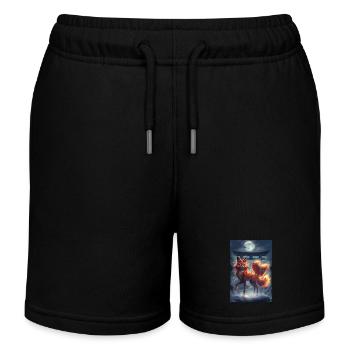 Fox Spirit Mythology Myth Gift - Kids Organic Sweat Shorts by Stanley/Stella - black - Front