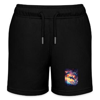 Delfin Ozean Galaxy Weltall Space Delfine - Kinder Organic Joggingshorts Mini Bolter von Stanley/Stella - Schwarz - Vorne