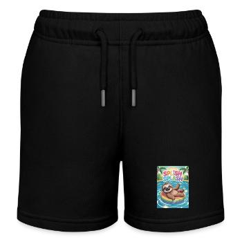 Faultier badet, Sommerferien, splish splash - Kinder Organic Joggingshorts Mini Bolter von Stanley/Stella - Schwarz - Vorne
