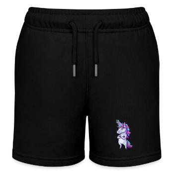 Genervtes Einhorn: Glitzer & Zorn! - Kinder Organic Joggingshorts Mini Bolter von Stanley/Stella - Schwarz - Vorne