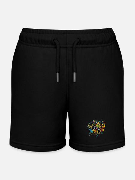 Gamepad Videogames mit verschiedenen Symbolen - Sweatshorts barn ekologisk Stanley/Stella - svart
