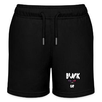 Schwarz Weiße Katze - Kinder Organic Joggingshorts Mini Bolter von Stanley/Stella - Schwarz - Vorne