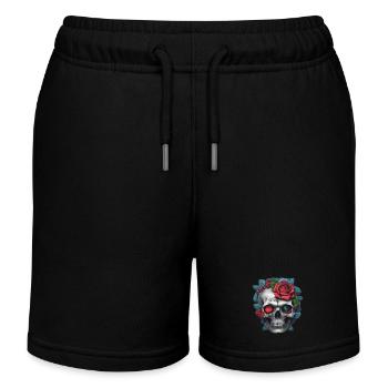 Totenkopf mit Rosen - Kinder Organic Joggingshorts Mini Bolter von Stanley/Stella - Schwarz - Vorne