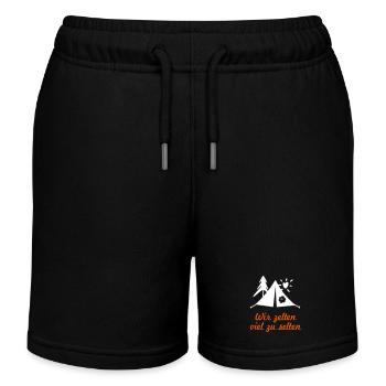 Camping cool dictons drôles vacances en camping été - Short de jogging enfant bio Stanley/Stella - noir - Devant