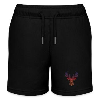 Christmas Reindeer - Kids Organic Sweat Shorts by Stanley/Stella - black - Front