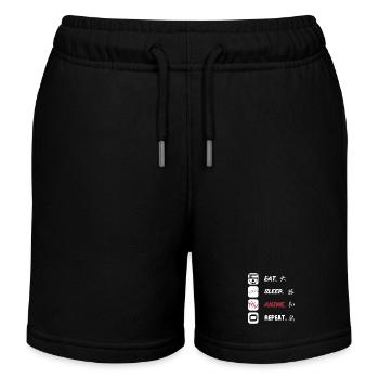 Eat Sleep Anime Repeat - Kids Organic Sweat Shorts by Stanley/Stella - black - Front