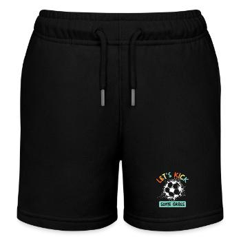 Fußball Team EM lustige Sprüche bunte Farben icon - Kinder Organic Joggingshorts Mini Bolter von Stanley/Stella - Schwarz - Vorne
